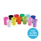 Vasos de plástico mágicos de colores  - Caja de 3.000 unidades. Diámetro 7 cm.