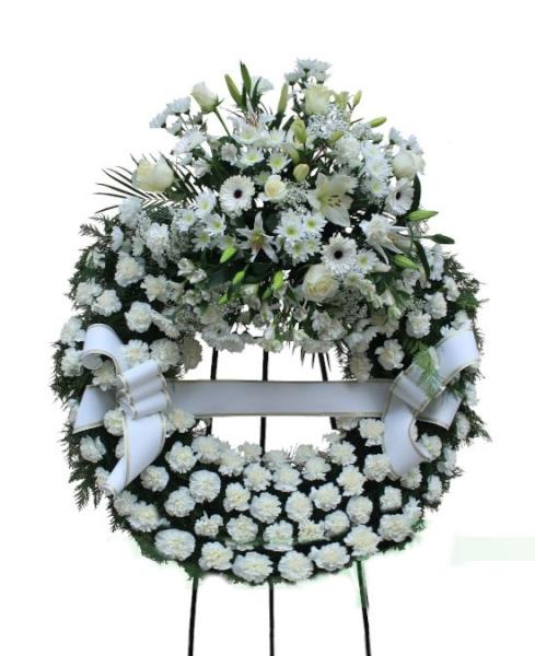 Corona Funeraria un cabezal tonos blancos