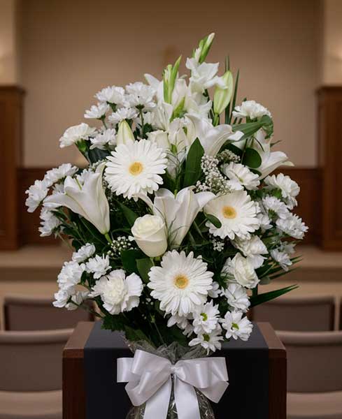 Ramo funerario tonos blancos