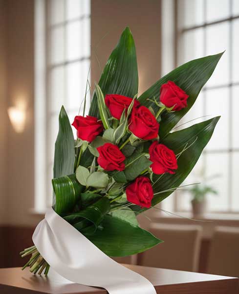 Ramo Funerario siete rosas rojas