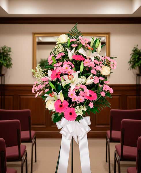 Ramo funerario tonos rosados
